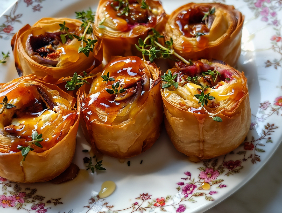 Honey-Glazed Phyllo Bites with Fig & Goat Cheese