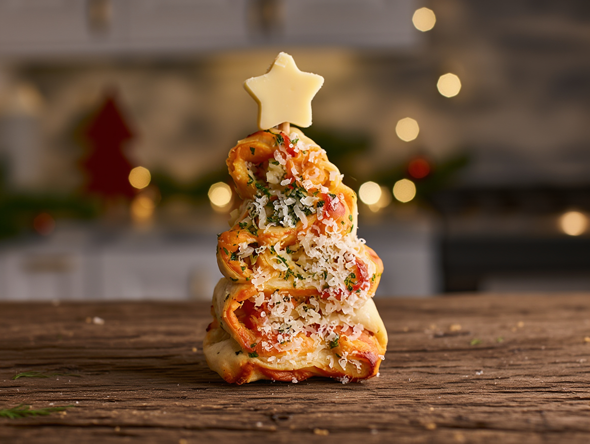 Festive Christmas Tree-Shaped Pastry on a Stick